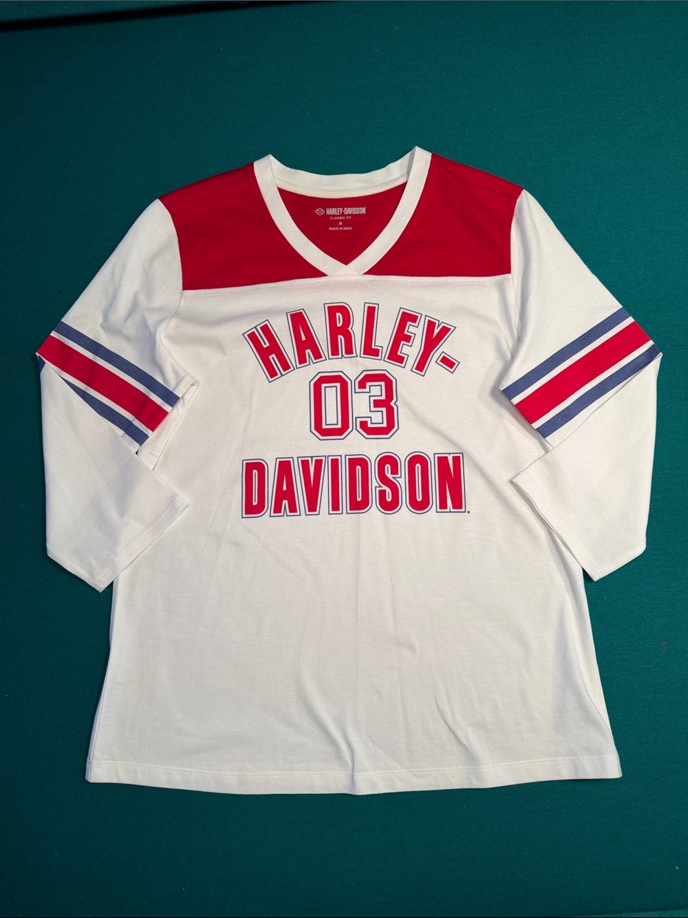 Harley-Davidson White Red & Blue Team Jersey Top